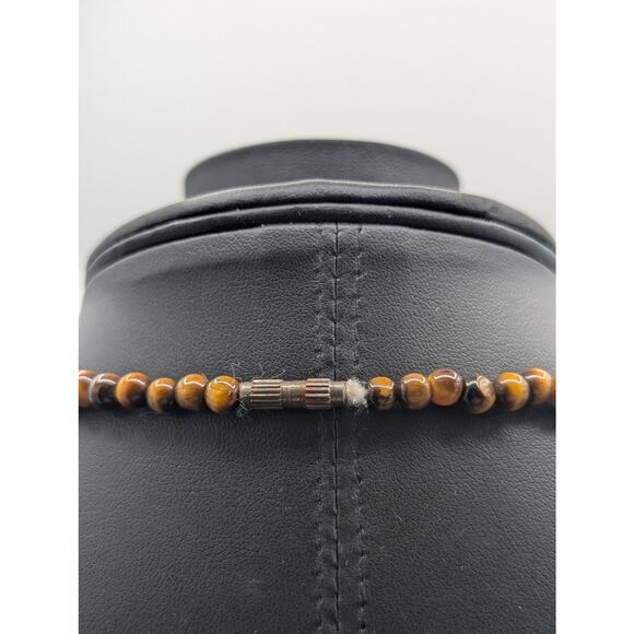 Vintage Single Strand Graduated Tiger's Eye Bead Barrel Clasp 18" Necklace - Picture 6 of 6